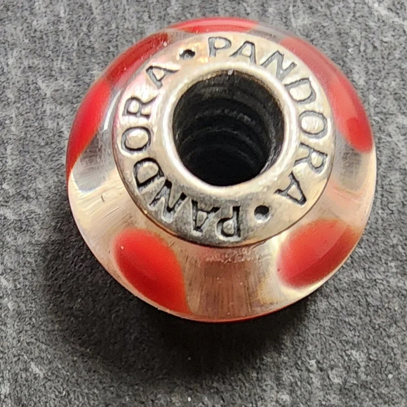 Authentic Pandora Sterling Silver SWIRLY SWIRL Auburn/White Murano Charm - Picture 4 of 6